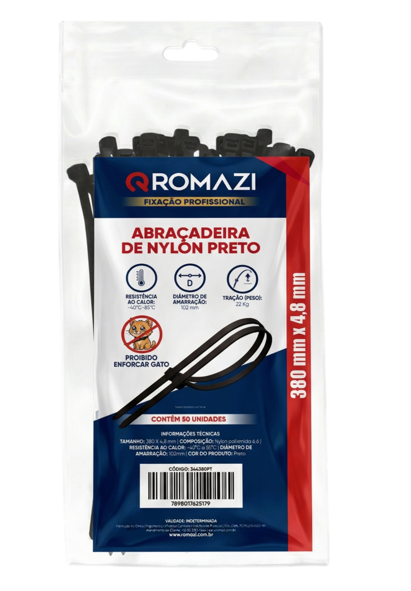 Abraçadeira de Nylon Preta