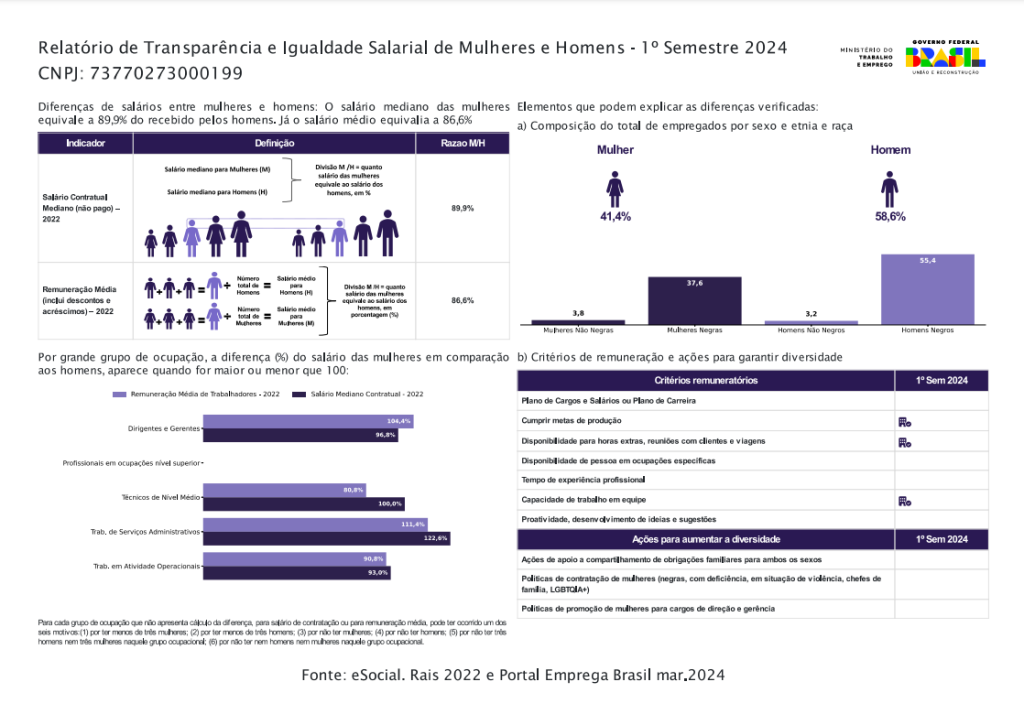 Romazi - Sua energia nossa marca Relatório de Transparência e Igualdade Salarial de Mulheres e Homens 2024  